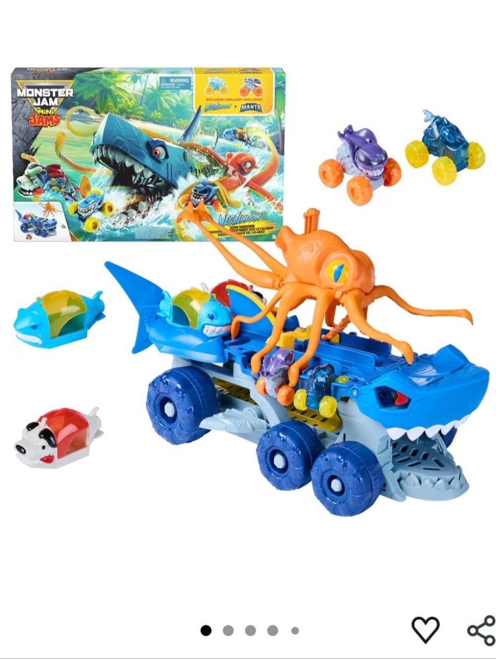 Monster Jam Mini Jams Megalodon Squid Takedown Playset